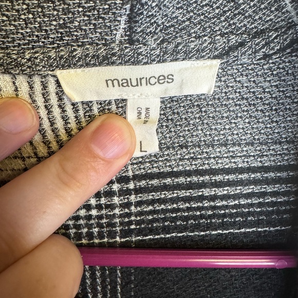 Maurices Black and White Plaid Cardigan Large - Picture 3 of 5